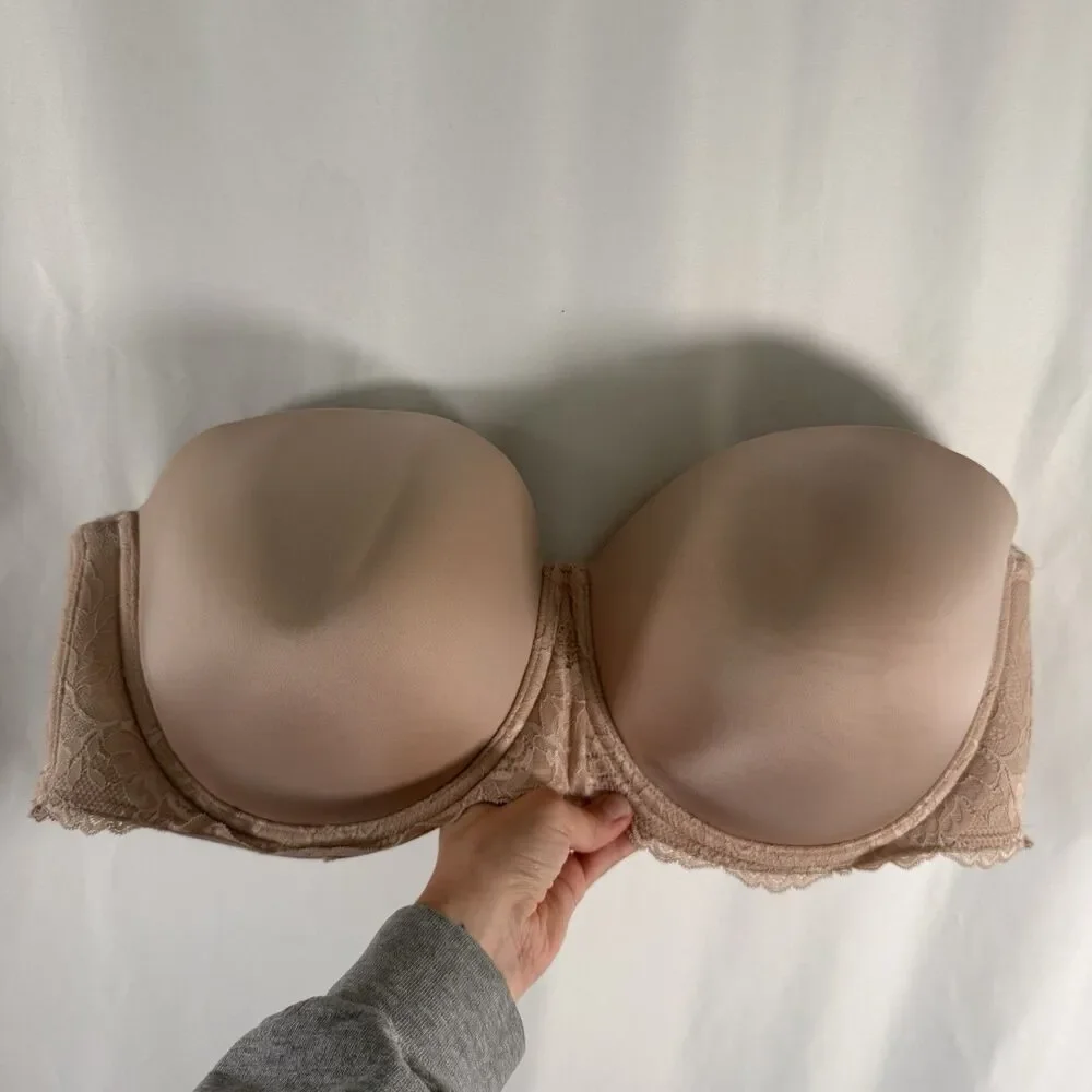 Torrid Curve Strapless Bra Women's 46DDD Tan Beige Hook and Eye